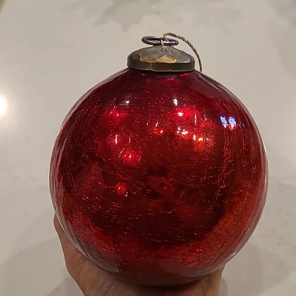 Large Red Glass Holiday Sphere Ornament
